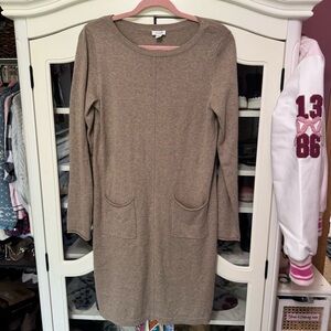 J. Jill Cotton Cashmere Blend Tunic Brown Sweater Dress